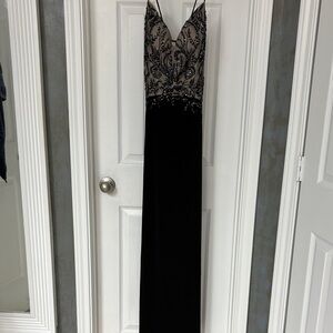 New Black Beaded Evening Dress